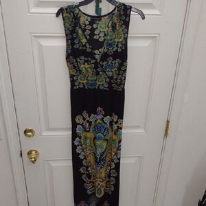 Mlle Gabrielle Blue and Green Sheath Maxi Dress